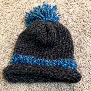 HM-Size OS-Knitted Winter Hat-Dark brown and Teal Blue
